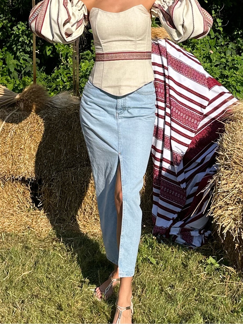 Gianni Bini Light Blue Midi Denim Skirt - 0